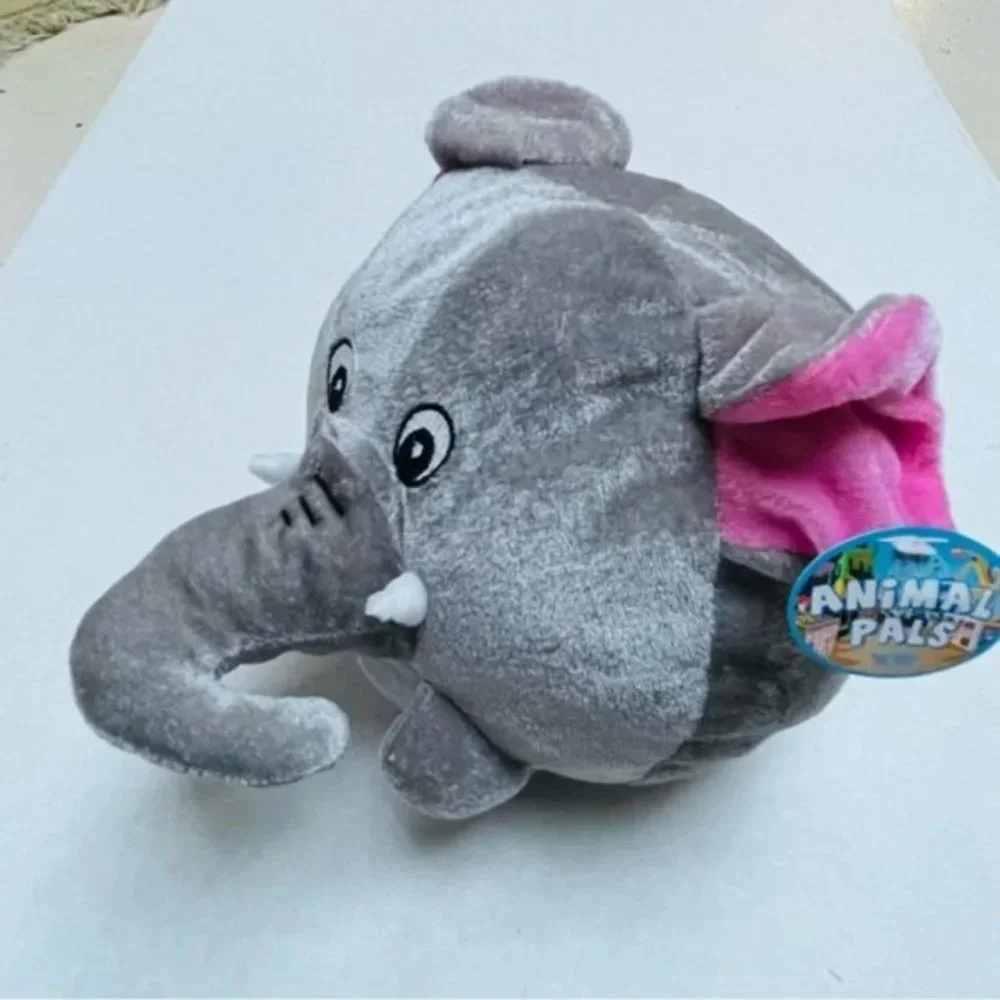 Kellytoy Animal Pals Pink Ear Elephant Plush Stuffed Animal 2013 Round Body 8 In
